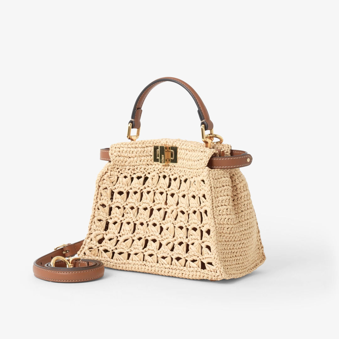 Fendi Peekaboo Mini Raffia-effect material bag with openwork weave | Thumbnail 2