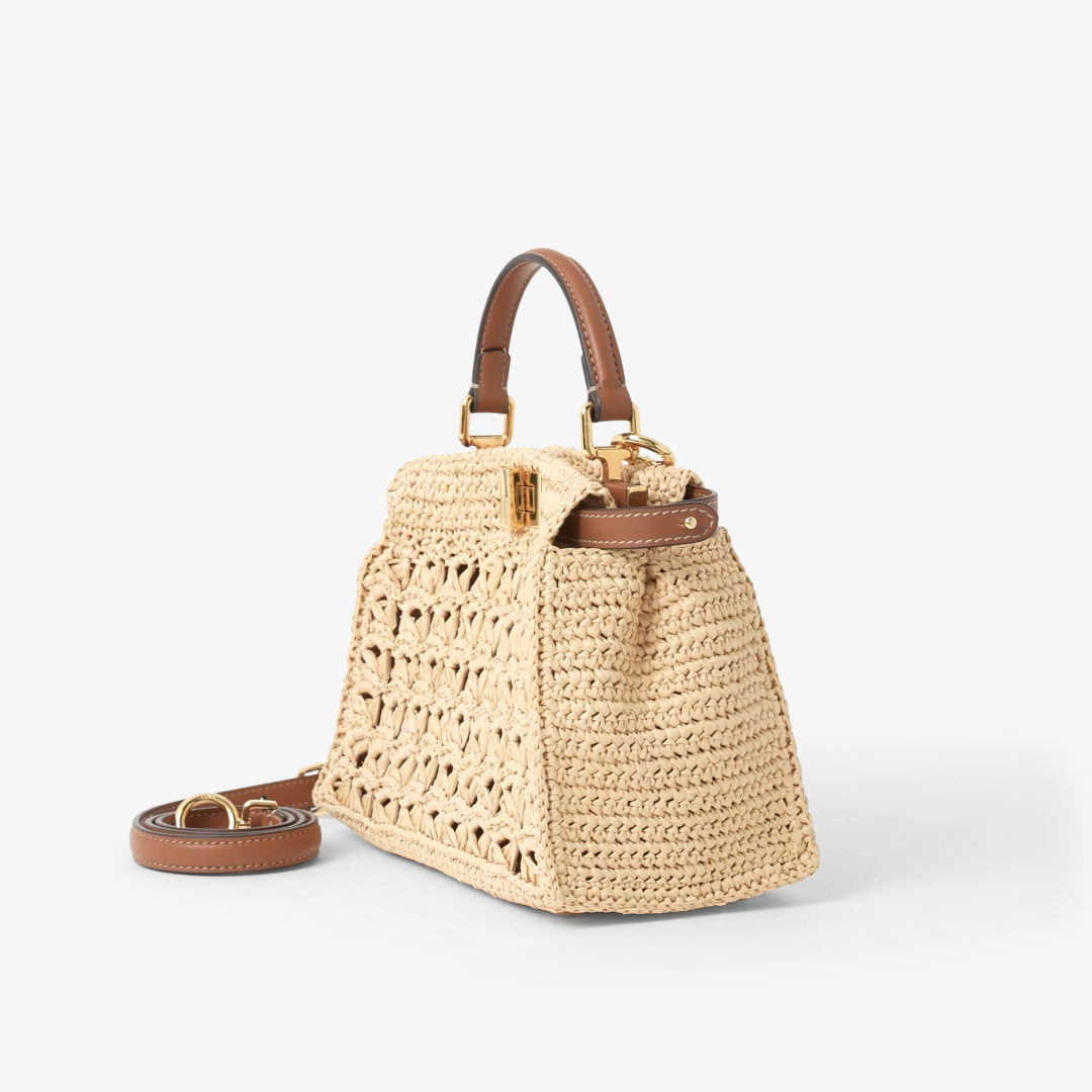 Fendi Peekaboo Mini Raffia-effect material bag with openwork weave | Thumbnail 4