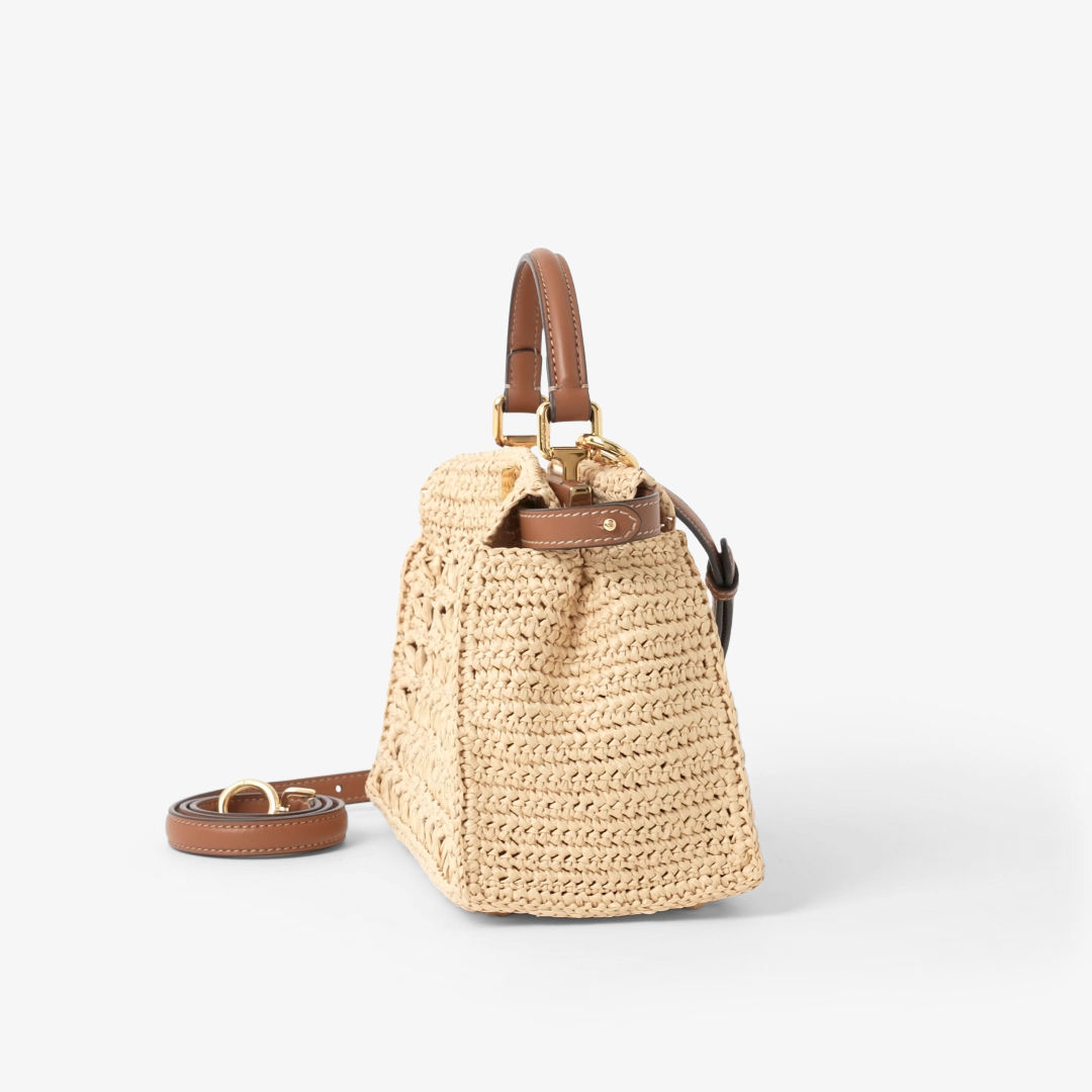 Fendi Peekaboo Mini Raffia-effect material bag with openwork weave | Thumbnail 5