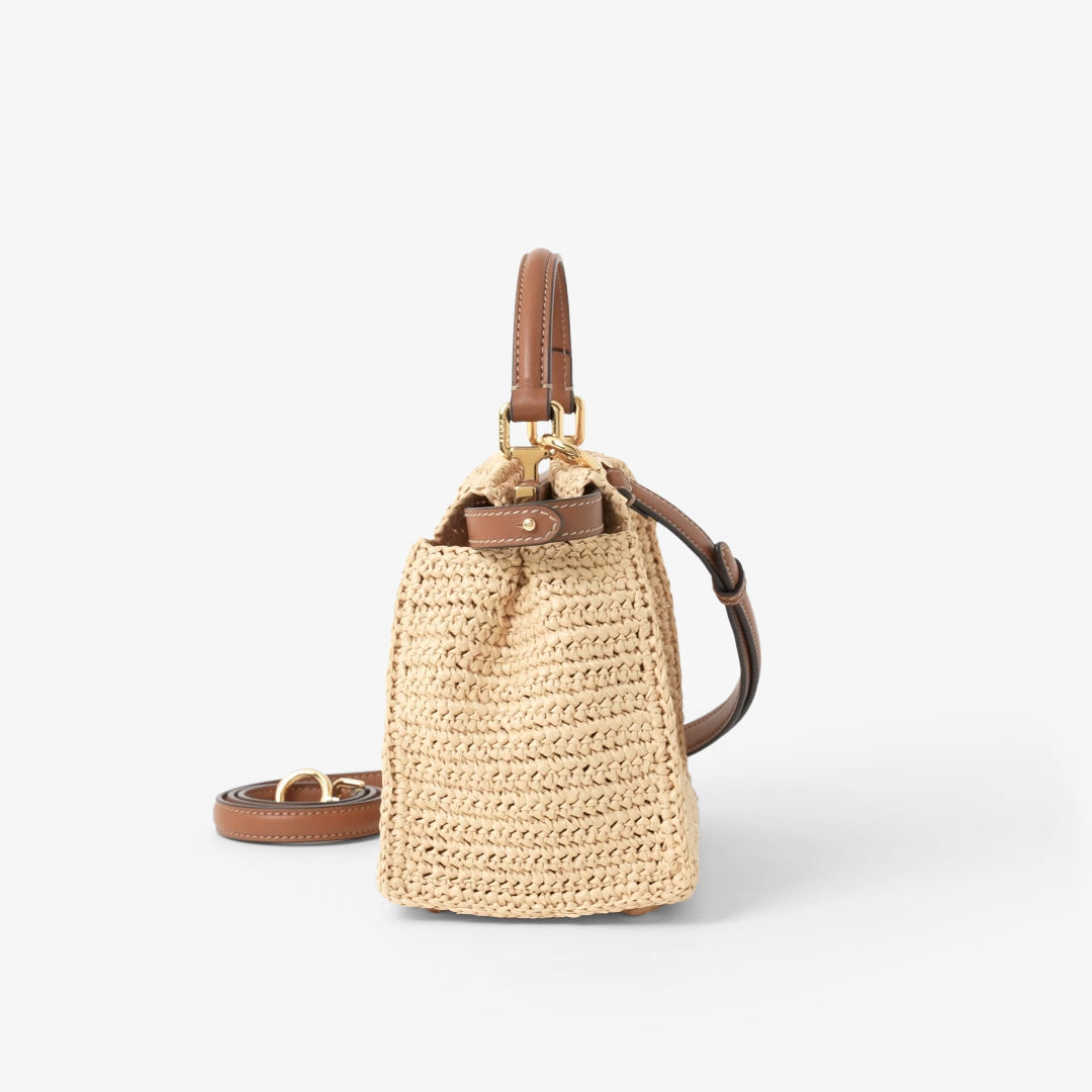 Fendi Peekaboo Mini Raffia-effect material bag with openwork weave | Thumbnail 6