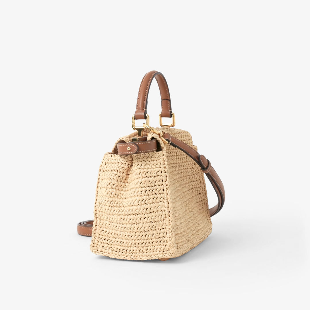 Fendi Peekaboo Mini Raffia-effect material bag with openwork weave | Thumbnail 7