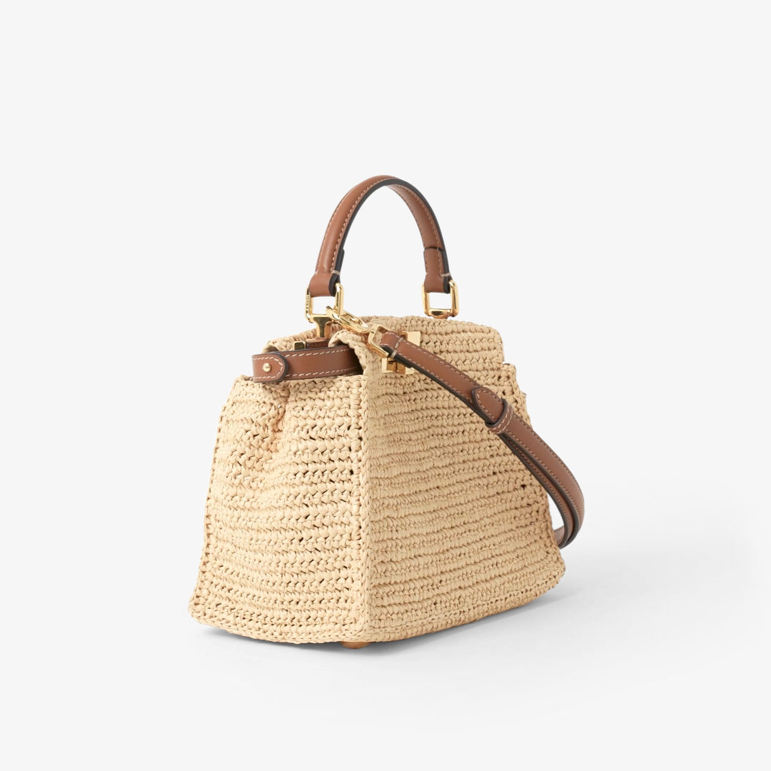 Fendi Peekaboo Mini Raffia-effect material bag with openwork weave | Thumbnail 8