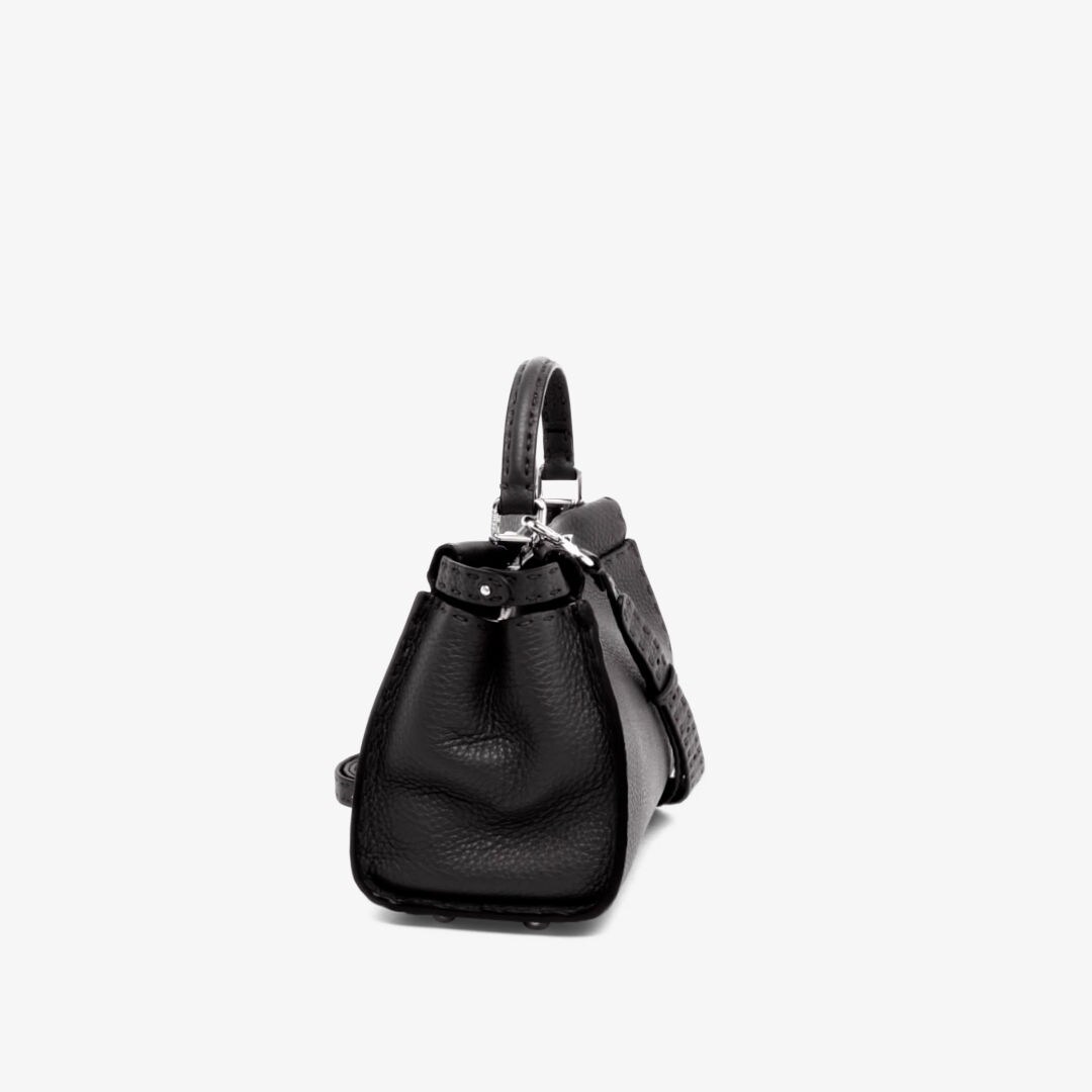 Peekaboo Mini - Black Selleria bag with 1048 hand-sewn topstitches | Fendi