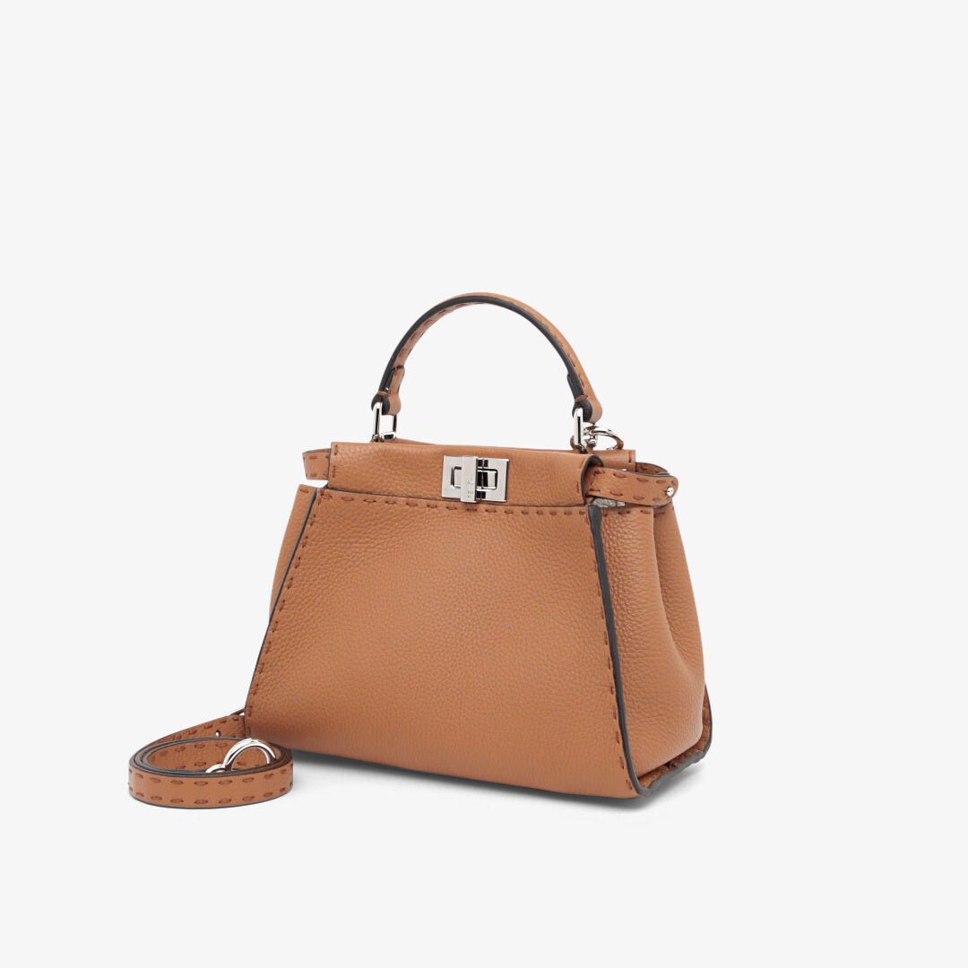 FENDI PEEKABOO MINI 23 BAG IN WHITE CALFSKIN WITH GOLD HARDWARE