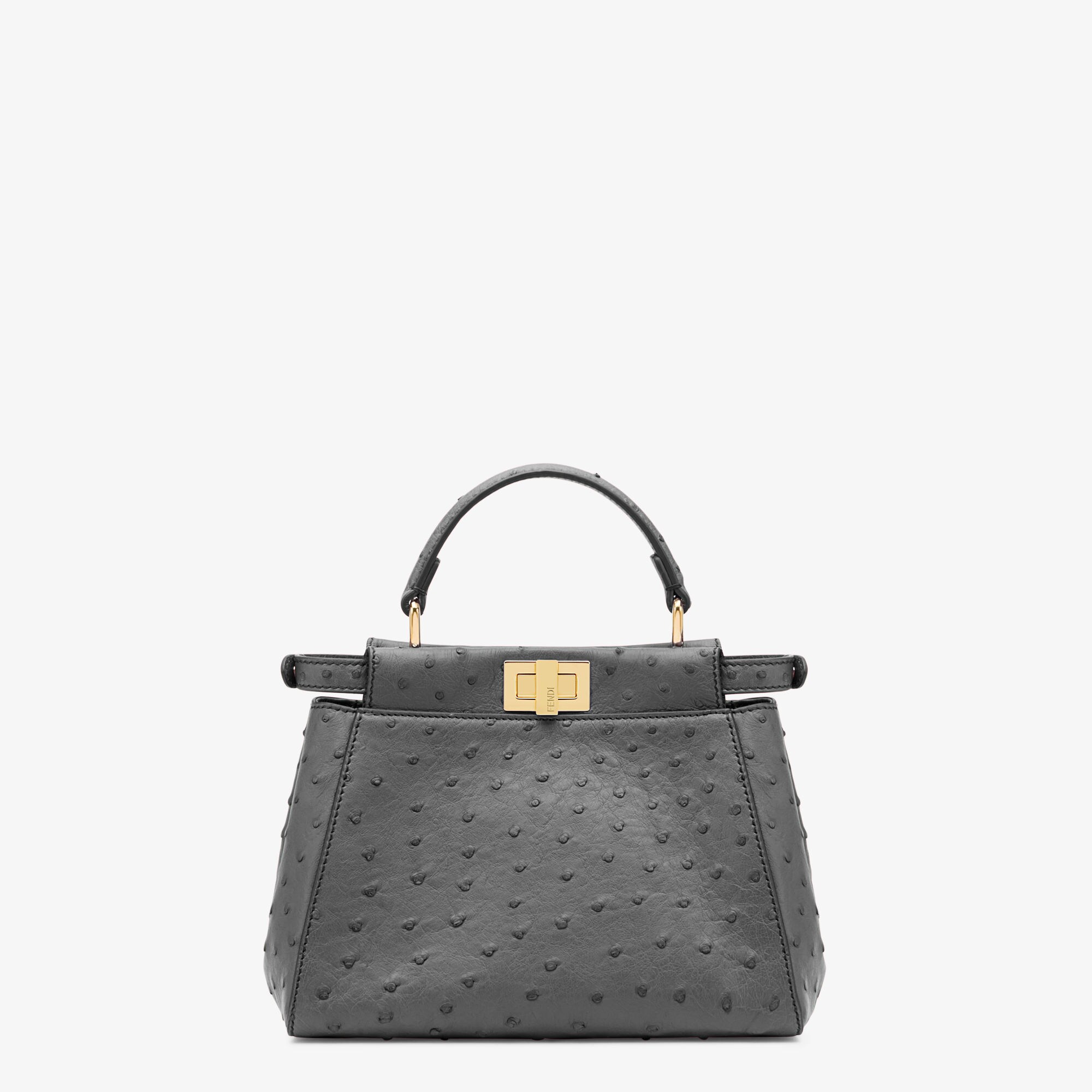 Peekaboo MiniGrey ostrich leather bag