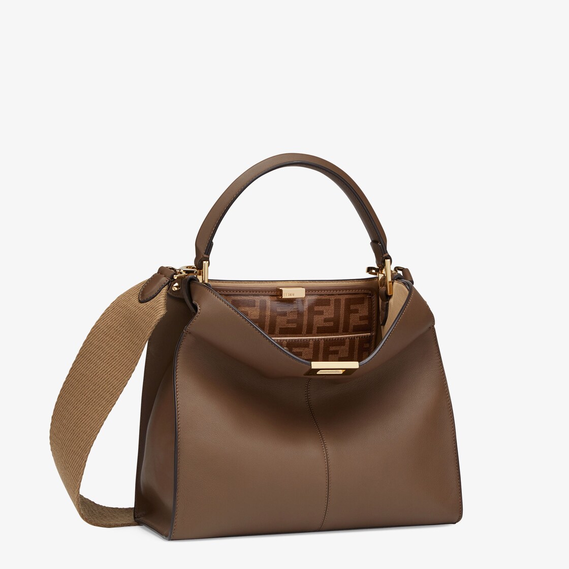 Peekaboo X-Lite Medium - Brown leather bag | Fendi