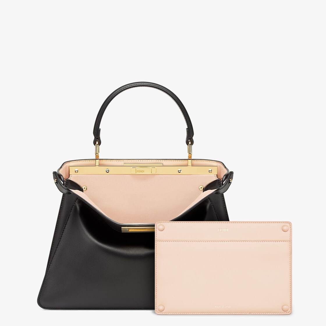 Peekaboo ISeeU中号手袋- 玫瑰黑皮革手袋| Fendi