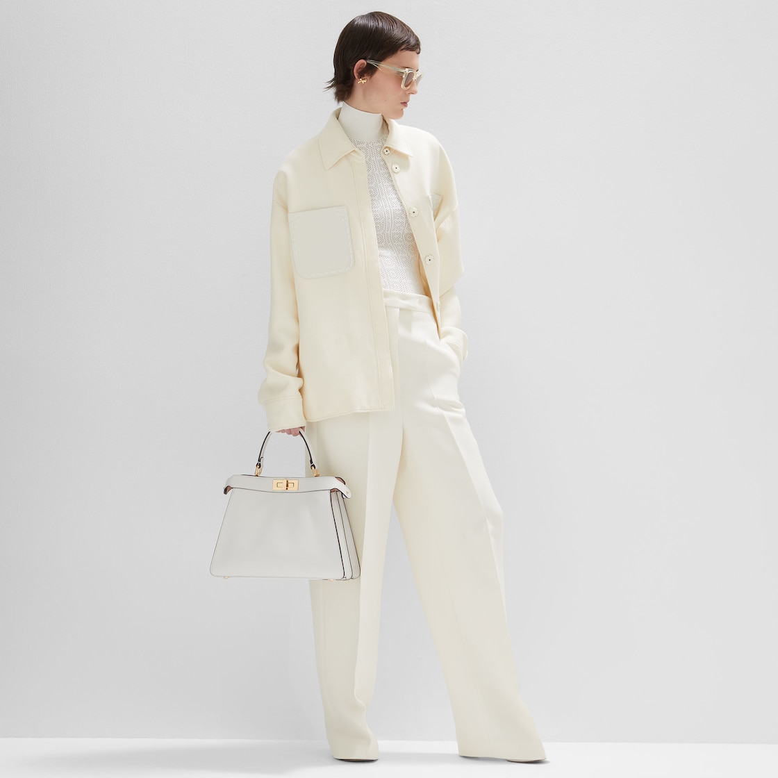 Peekaboo ISeeU Medium Leather White Calfskin - Image 9/9