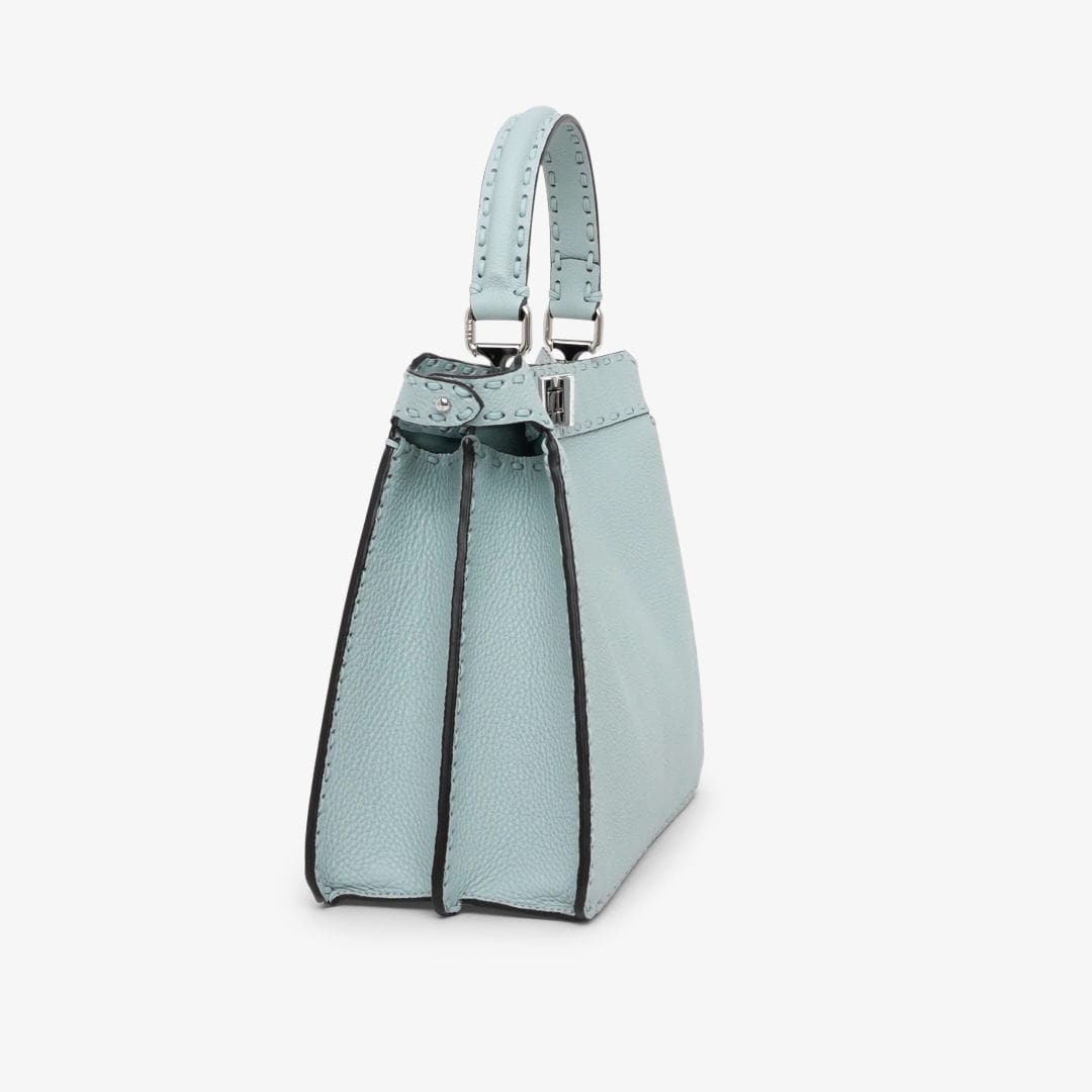 Peekaboo ISeeU Medium - Light blue Selleria bag with 646 hand-sewn 