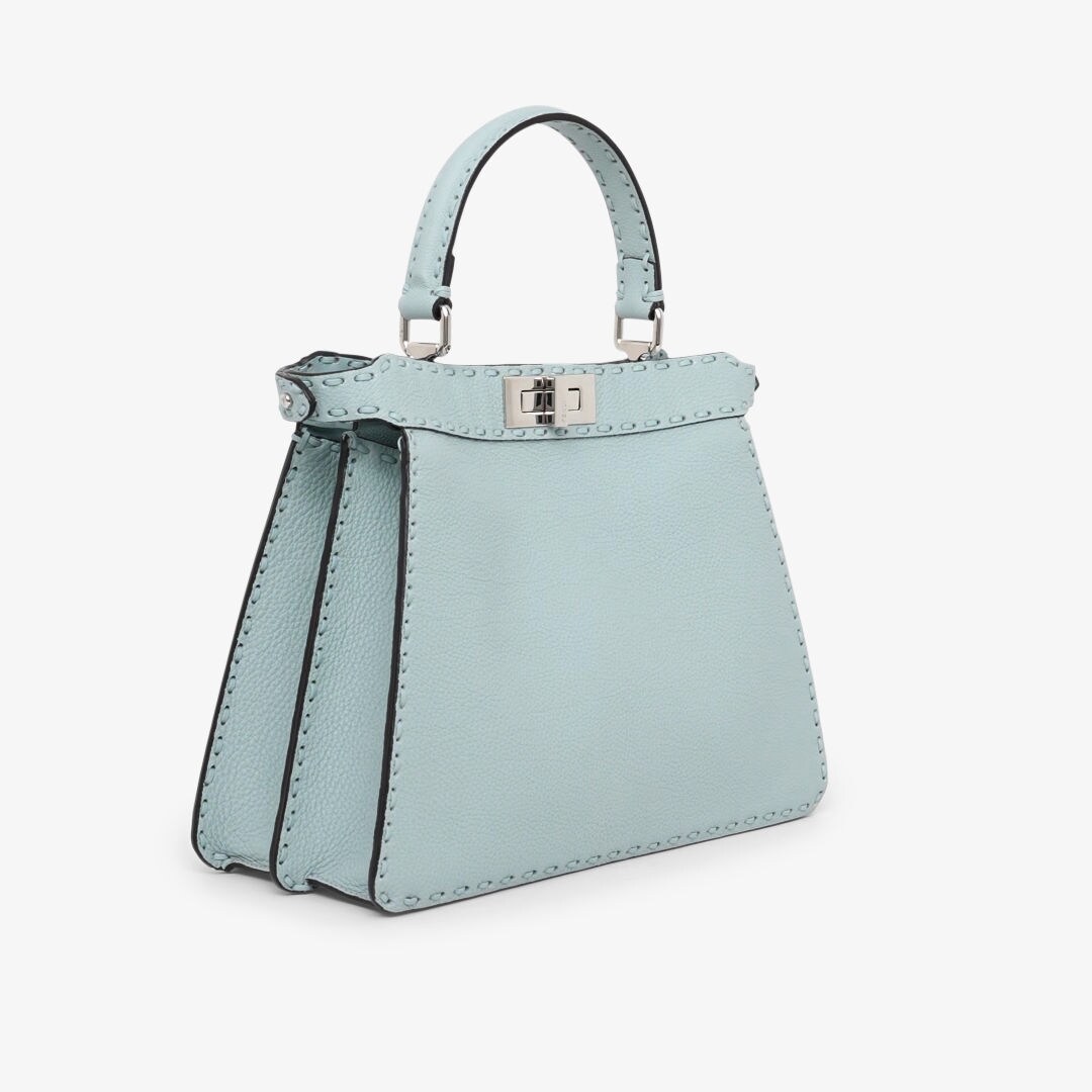 Peekaboo ISeeU Medium - Light blue Selleria bag with 646 hand-sewn 