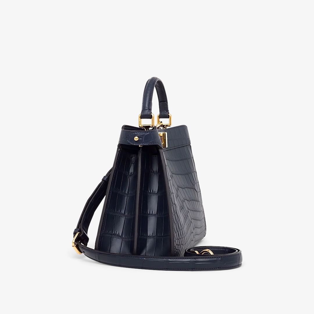 Peekaboo ISeeU Small - Dark blue crocodile bag | Fendi