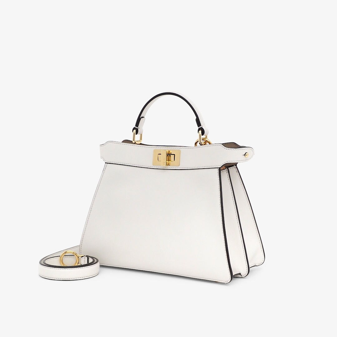 Peekaboo ISeeU Small - White leather bag | Fendi