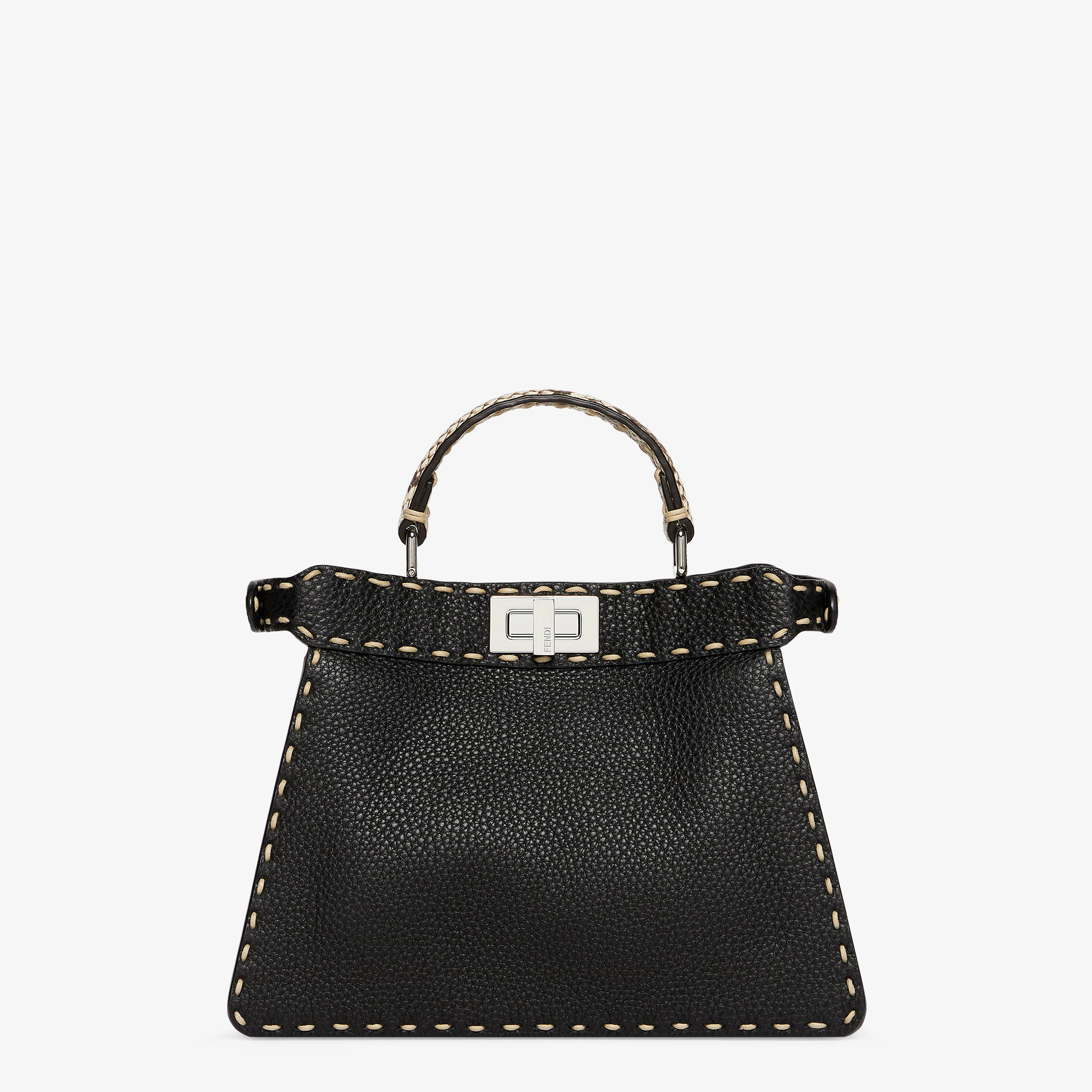 Peekaboo ISeeU Small - Black Selleria bag with exotic details | Fendi