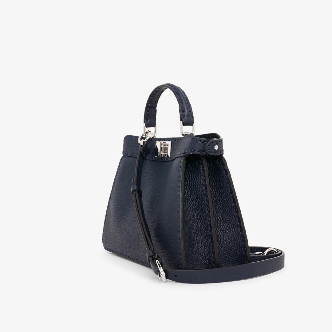 Peekaboo ISeeU Small - Midnight blue Selleria bag with oversized 