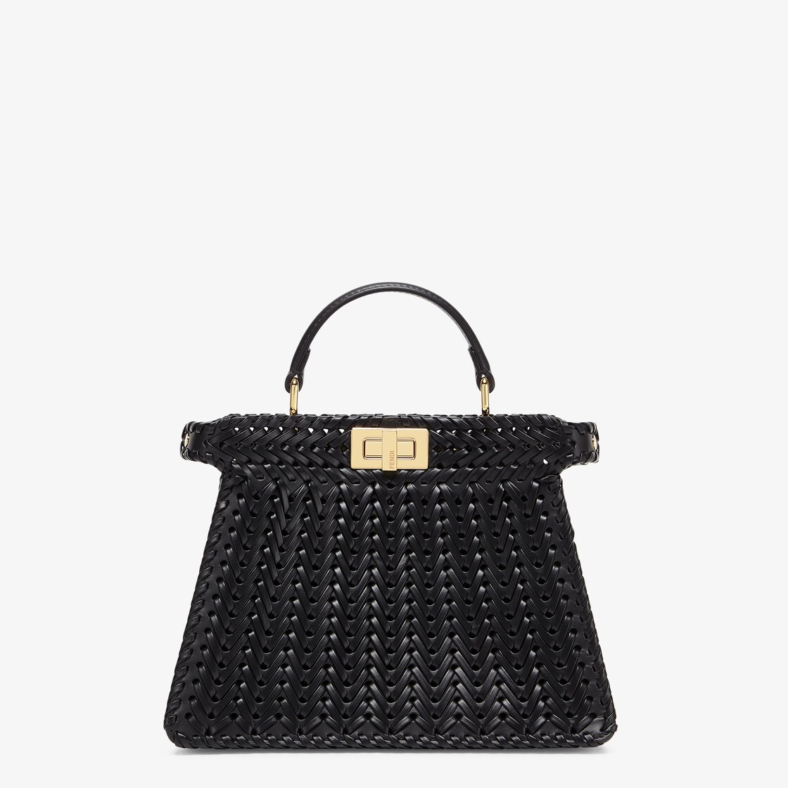 Peekaboo ISeeU Small Black interlace leather bag Fendi