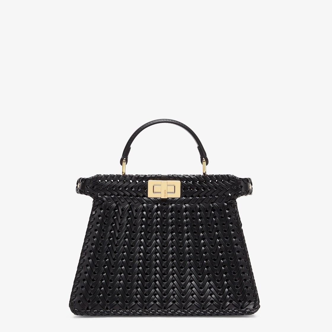 Peekaboo ISeeU Interlace - Small Leather Black | Fendi