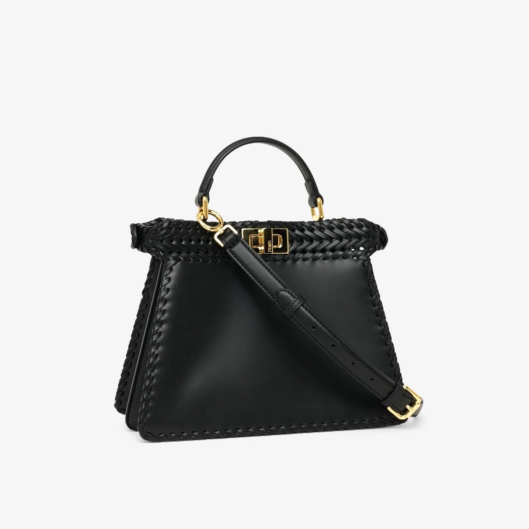 Peekaboo ISeeU Interlace - Small Leather Black | Fendi