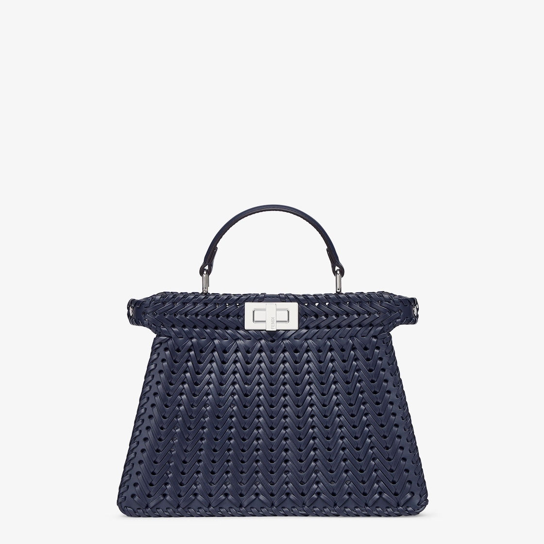 Peekaboo ISeeU Small Midnight blue woven leather bag Fendi