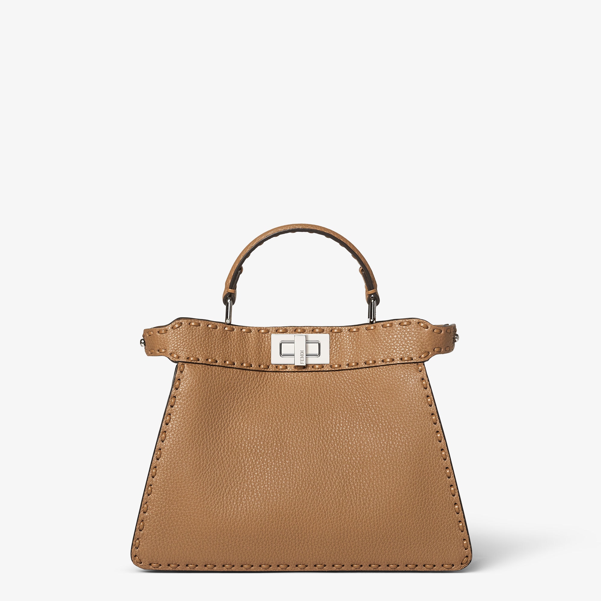 PEEKABOO ISEEU 27 IN BROWN SMOOTH CALFSKIN WITH WOVEN TRIM GOLD HARDWARE