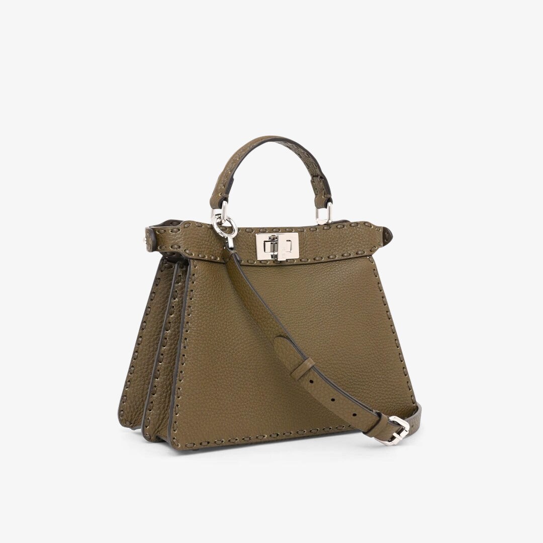 FENDI Vitello Seta Glazed Fabric FF 1974 Medium Peekaboo X