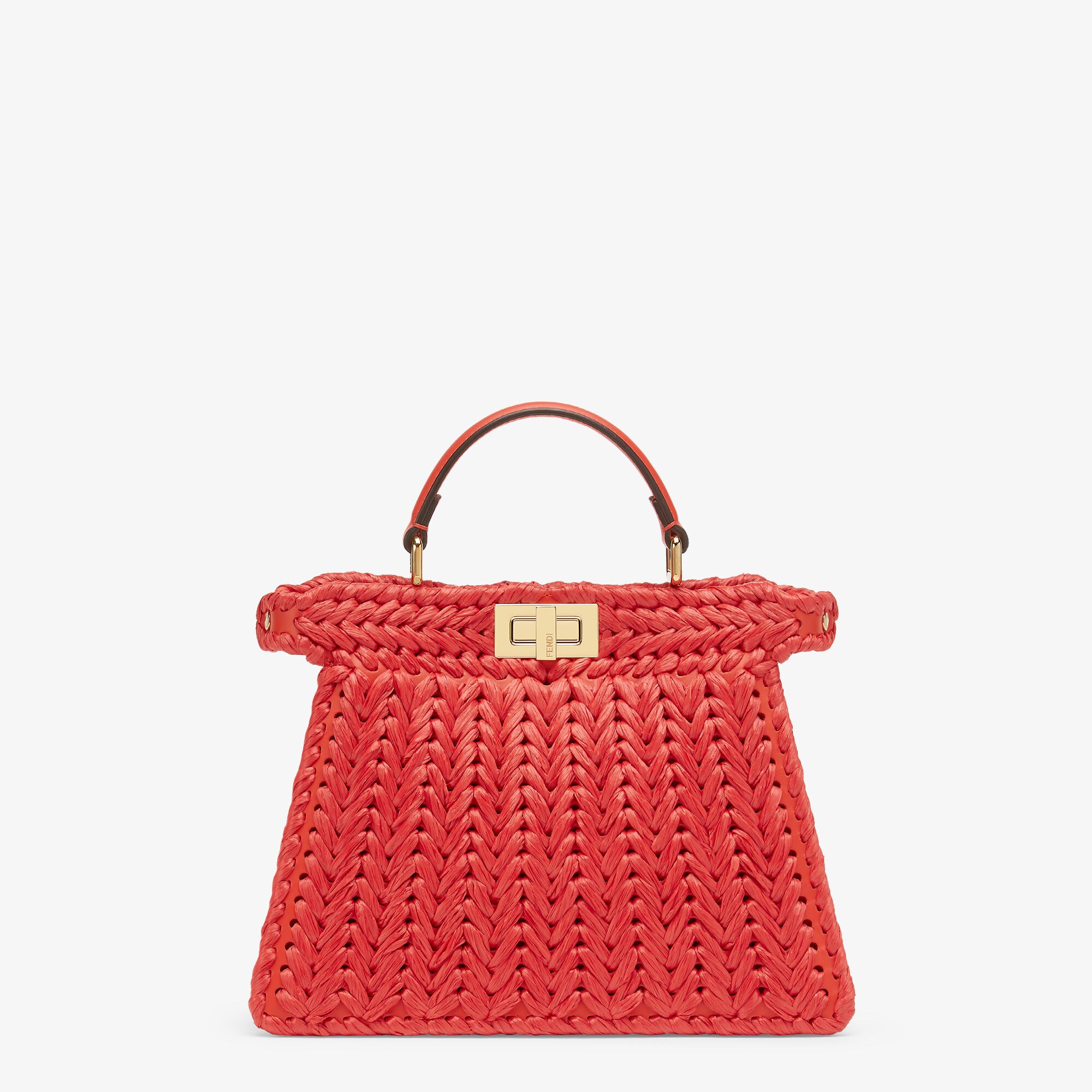 Peekaboo ISeeU Small - Red leather and interlaced fibre bag | Fendi