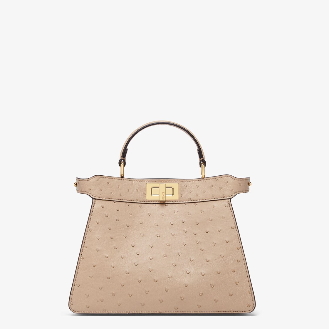 Peekaboo ISeeU Small Beige ostrich leather bag Fendi