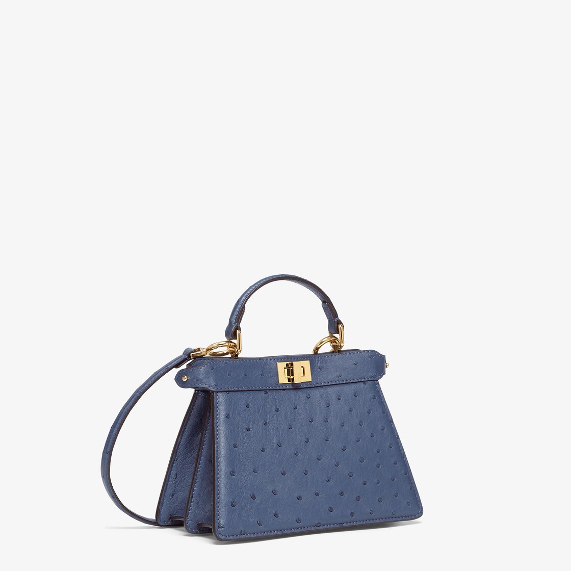 Peekaboo ISeeU Small - Blue ostrich leather bag