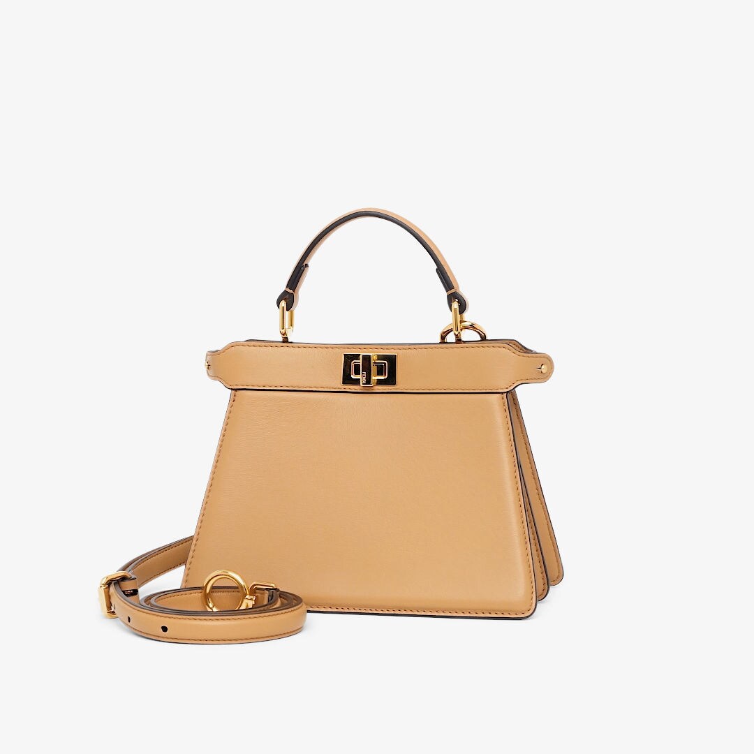 Peekaboo ISeeU Petite - Beige padded nappa leather bag | Fendi