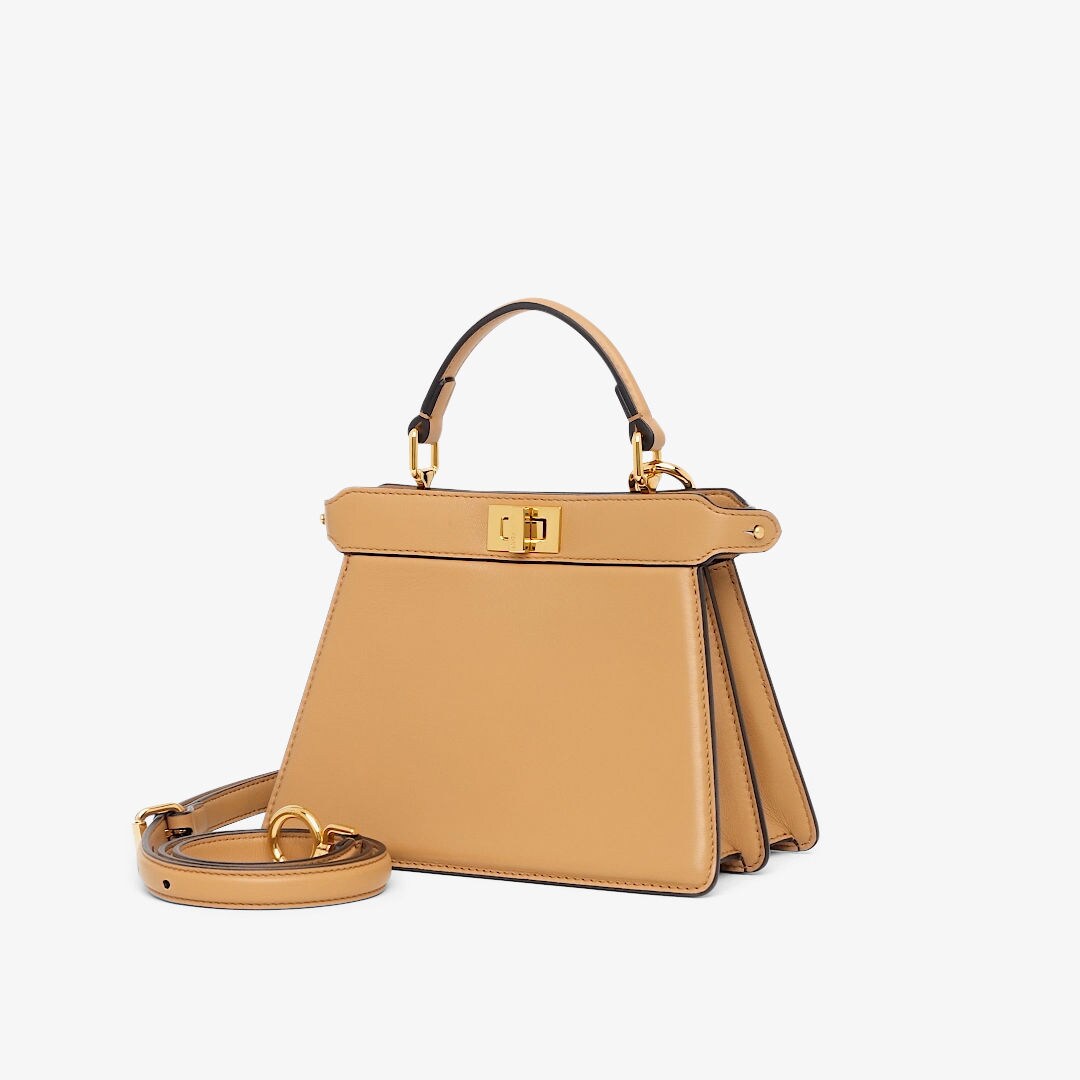 Peekaboo ISeeU Petite - Beige padded nappa leather bag | Fendi