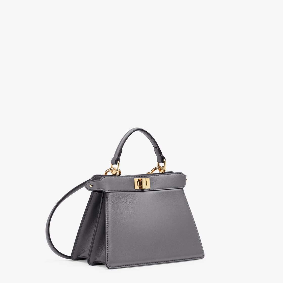 深灰色带夹层纳帕皮革手袋