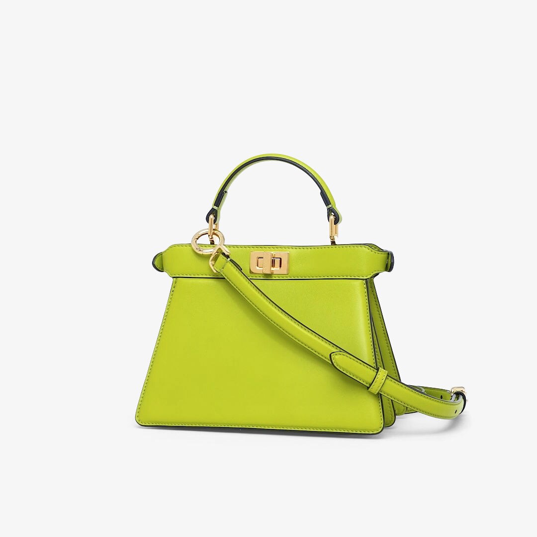 Peekaboo ISeeU Petite Acid green padded nappa leather bag Fendi