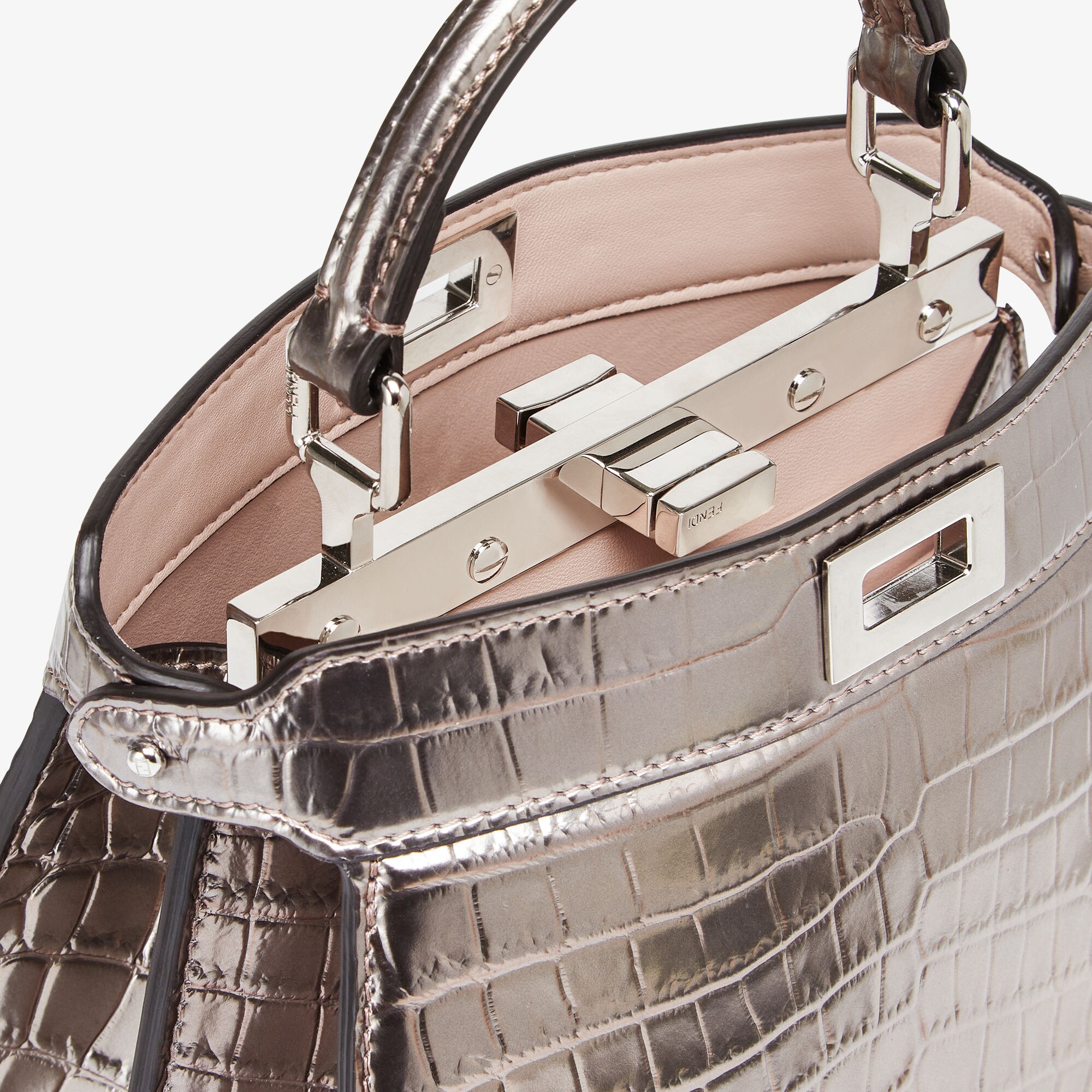 Peekaboo ISeeU PetiteMetallic-effect bronze crocodile leather bag