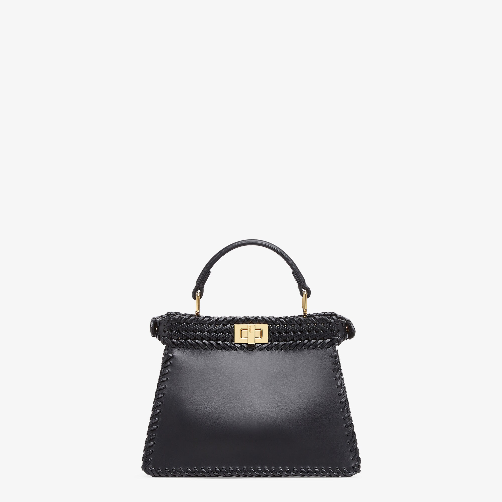 Peekaboo ISeeU Interlace Petite Leather Black Fendi