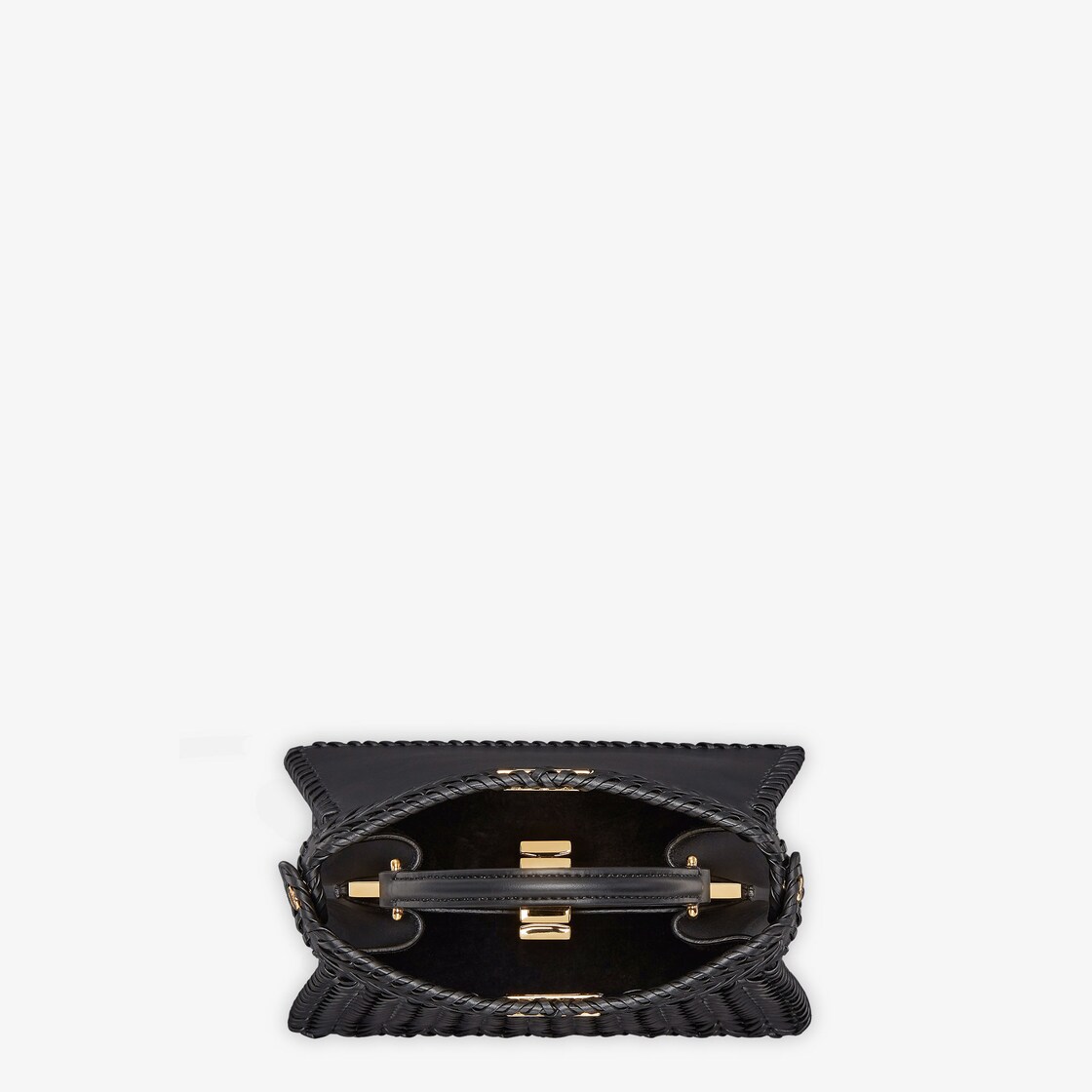 Peekaboo ISeeU Petite Black interlace leather bag Fendi