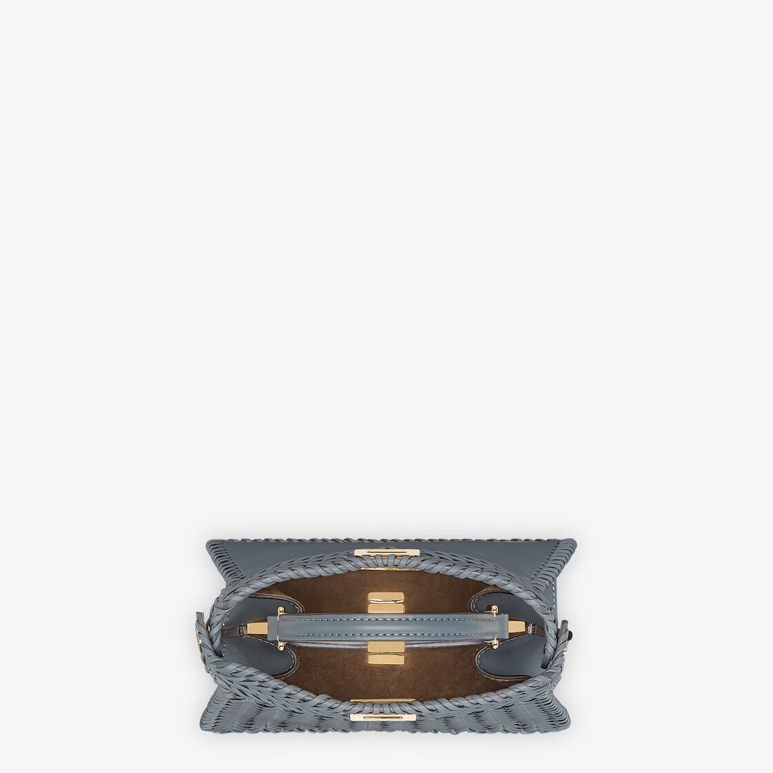 Peekaboo ISeeU Petite - Blue interlaced leather bag | Fendi