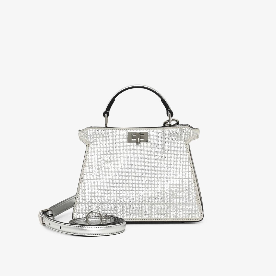 Peekaboo ISeeU Petite Sequins or crystals Silver | Fendi Peekaboo ISeeU Petite Sequins or crystals Silver | Fendi