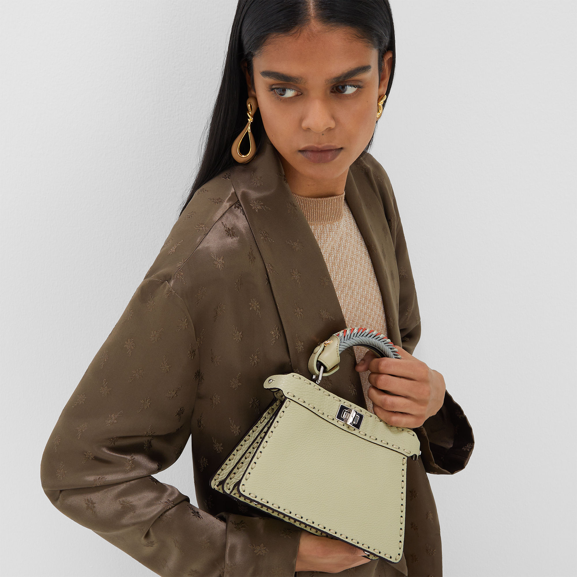 Peekaboo ISeeU Petite Cuoio Romano leather Green | Fendi
