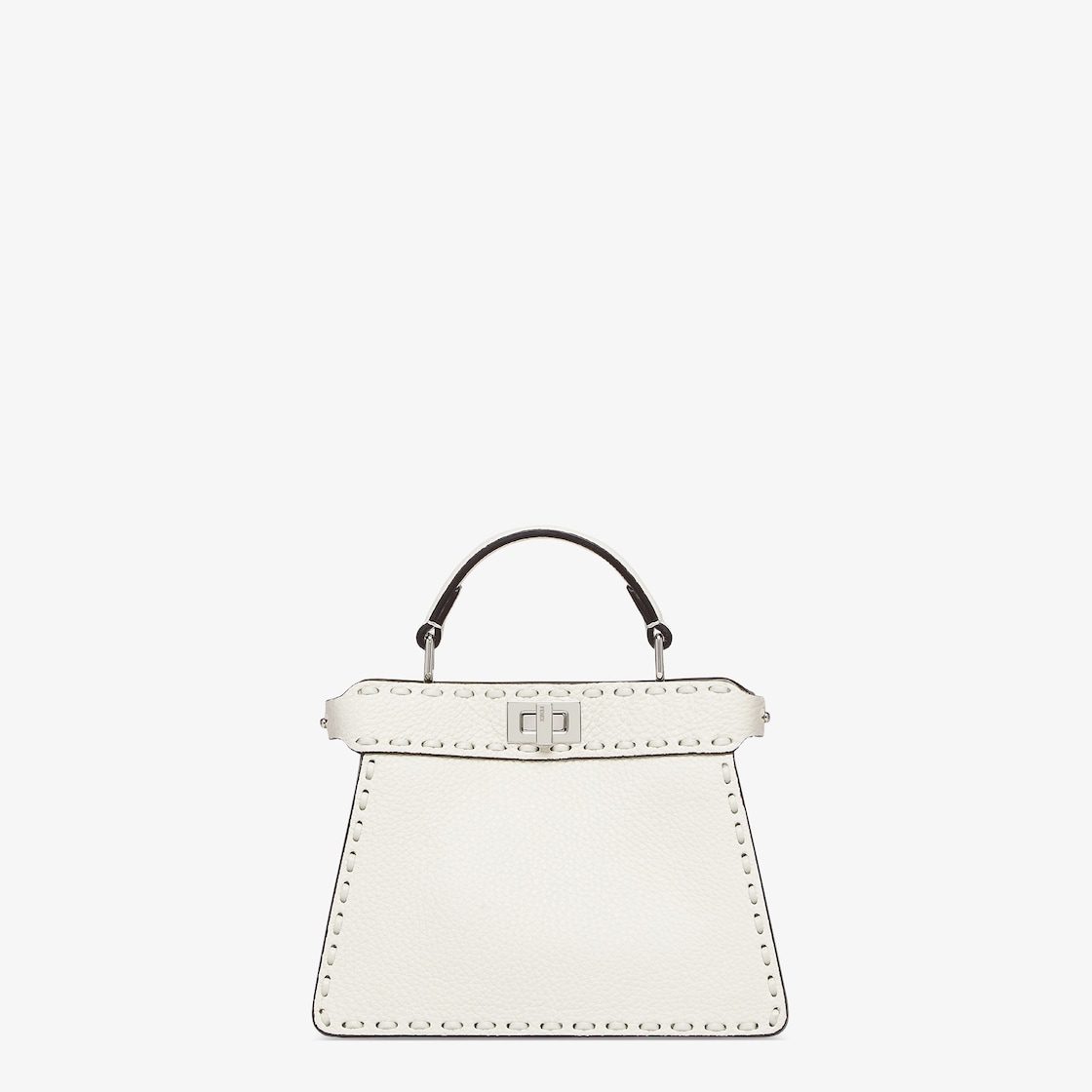 Peekaboo ISeeU Petite White Selleria bag with 306 hand sewn topstitches Fendi