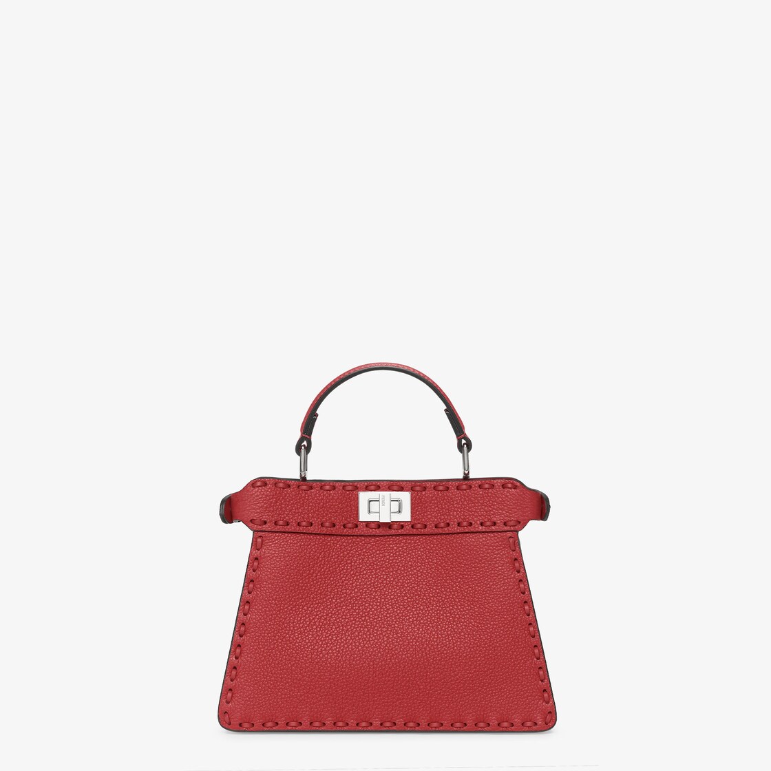 Peekaboo ISeeU Petite Red Selleria bag with 306 hand sewn topstitches Fendi