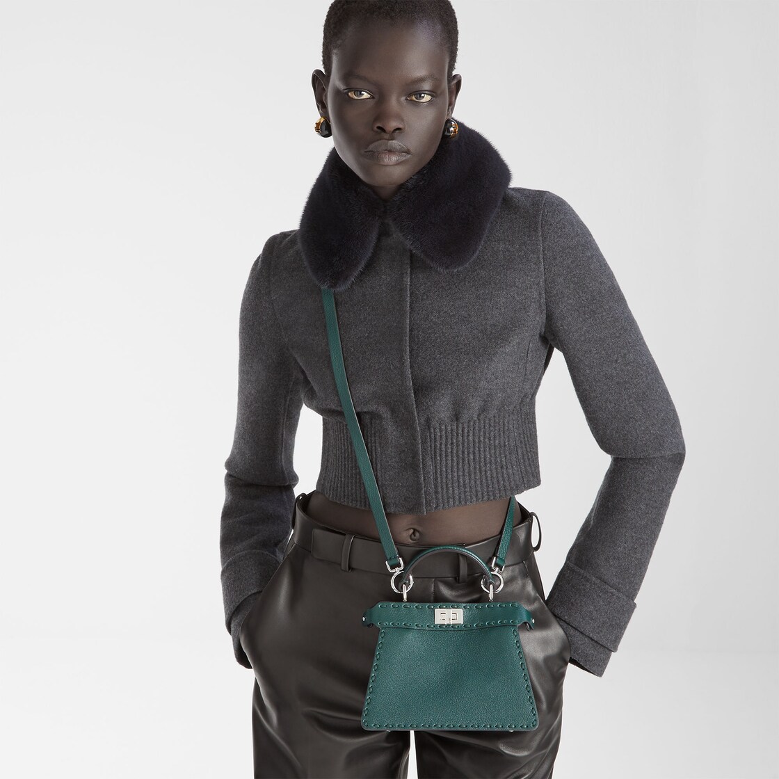 Peekaboo ISeeU Petite Cuoio Romano leather Green - Image 2/7