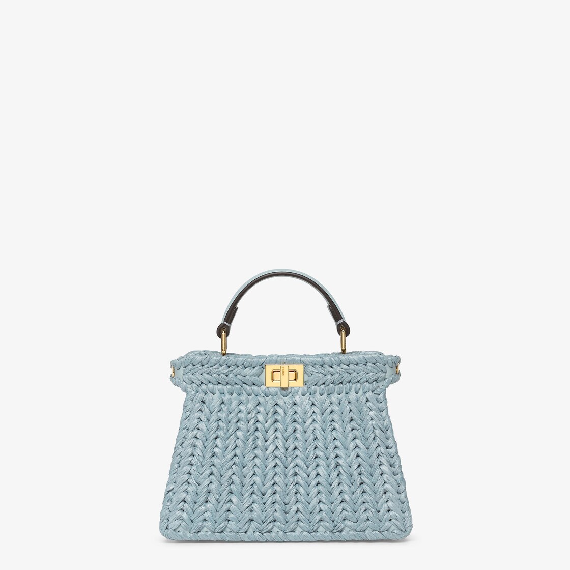 Peekaboo ISeeU Petite Light blue leather and interlaced fibre bag Fendi