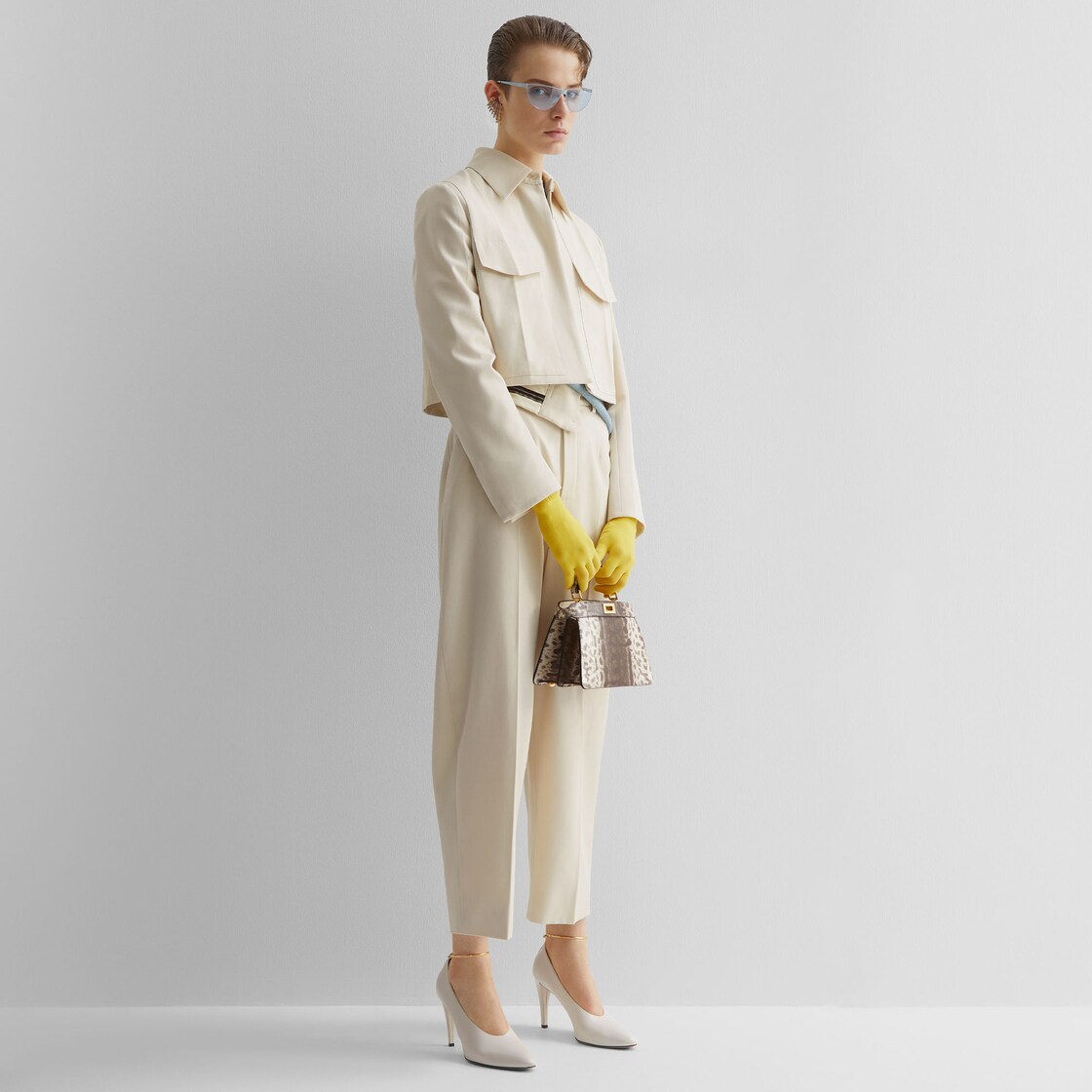 Blouson - Cream gabardine jacket | Fendi