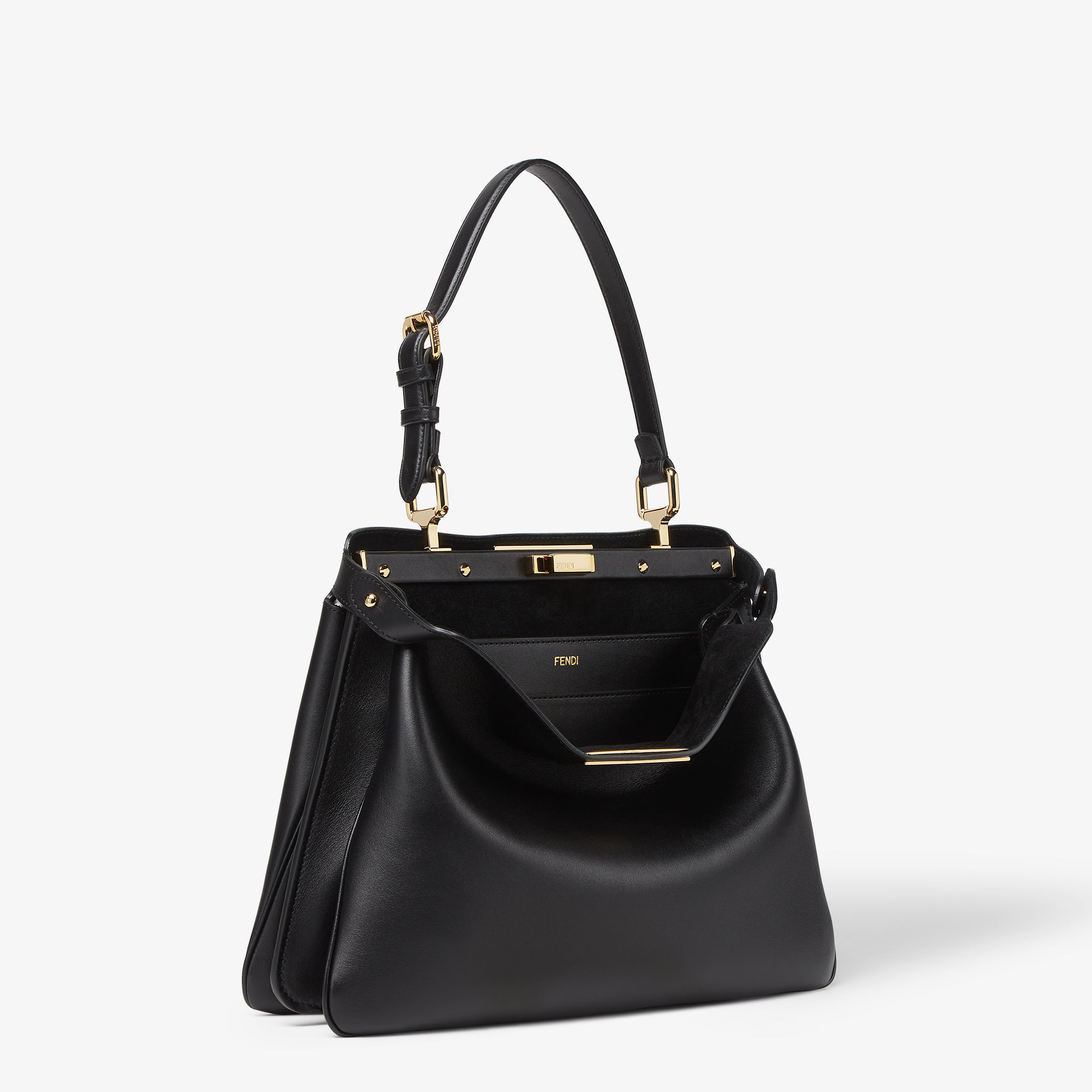 【FENDI】 black leather pekaboo medium soft （関税送料込） Peekaboo Soft Medium Leather Black | Fendi