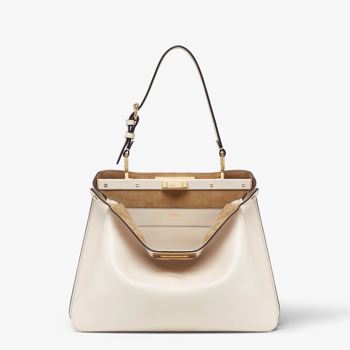 Peekaboo Soft中号手袋-奶咖色皮革手袋-女士手袋-FENDI芬迪官网