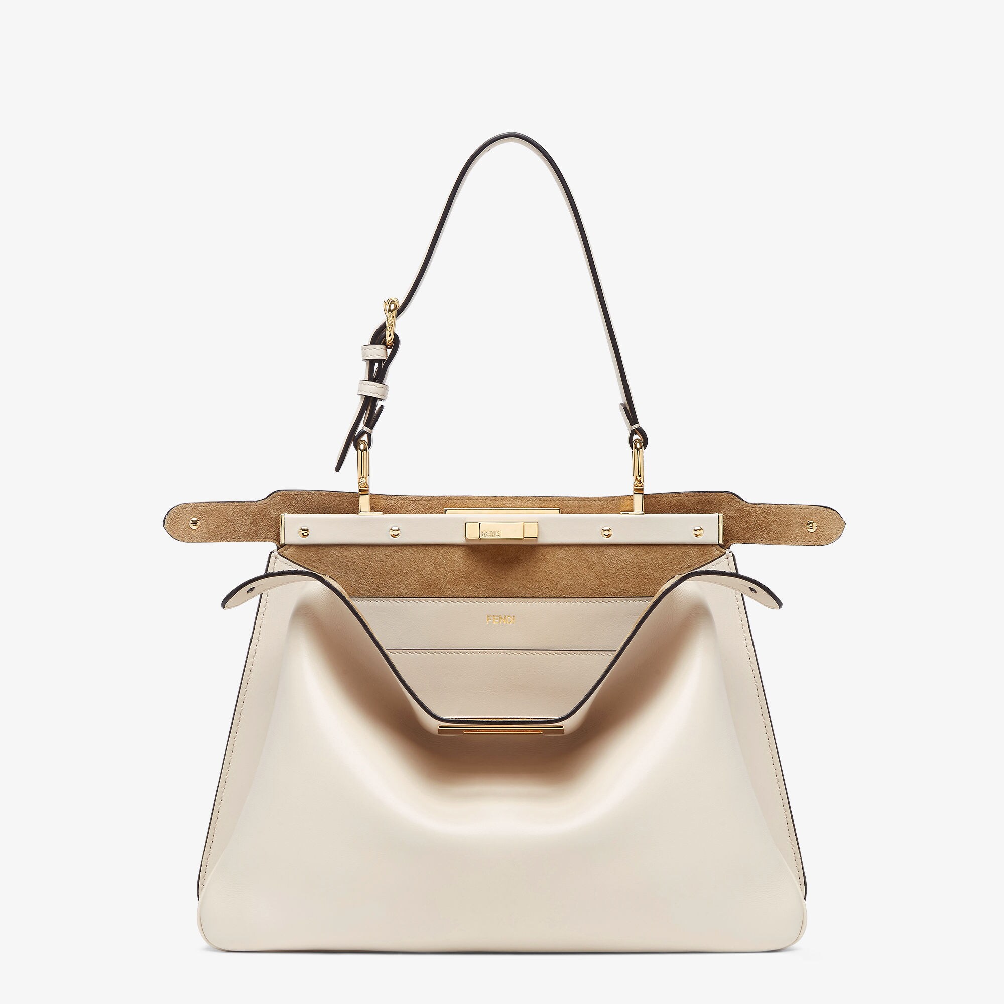 FENDI 24WINTER Peekaboo Soft セレリア ベージュスモールバッグ Peekaboo Soft Medium Leather White | Fendi
