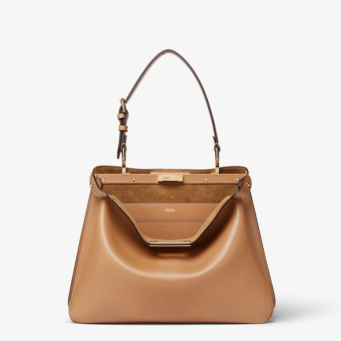 Peekaboo Soft Medium Cappuccino coloured leather bag Fendi