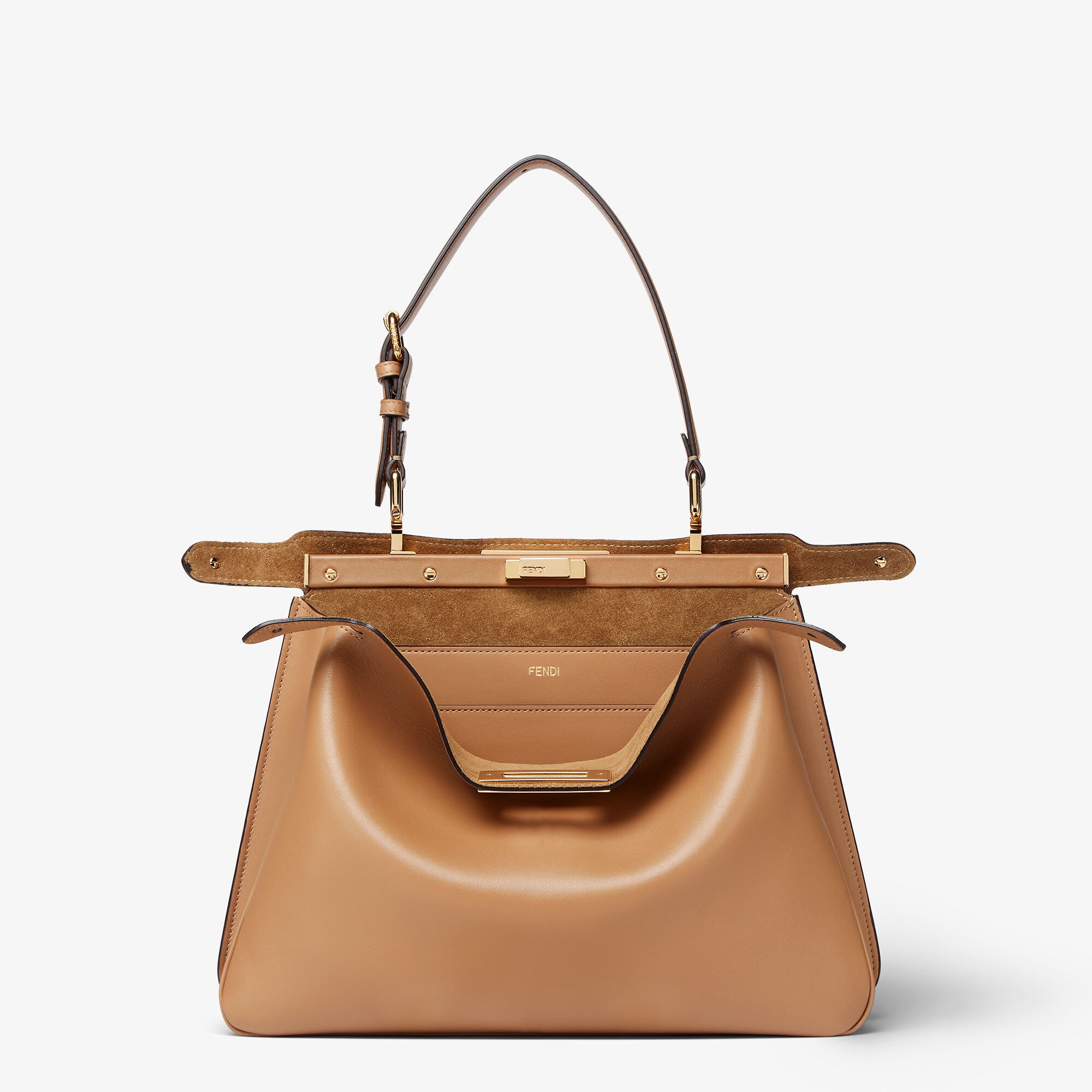 FENDI 25AW SOFT PEEKABOO ダークブラウン レザーバッグ ラージ Peekaboo Soft Medium Leather Black | Fendi