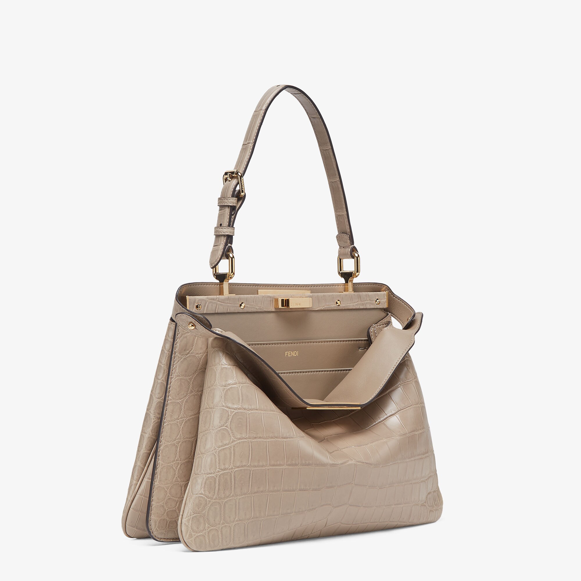 【使い勝手抜群♪】FENDI GREY LEATHER PEKABOO MEDIUM SOFT Peekaboo Soft Medium Leather Black | Fendi