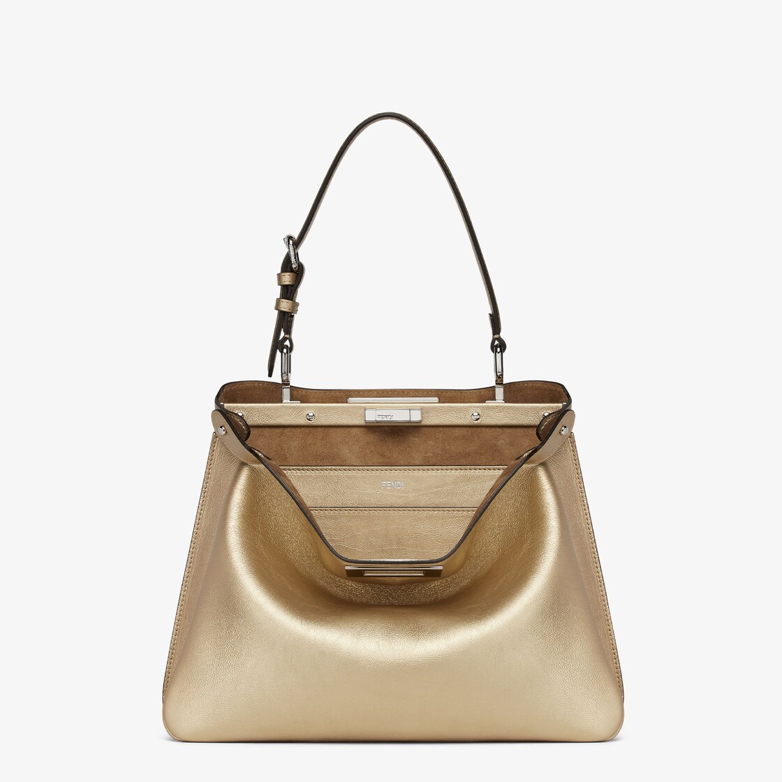 Peekaboo Soft Medium Leder Goldfarben Fendi