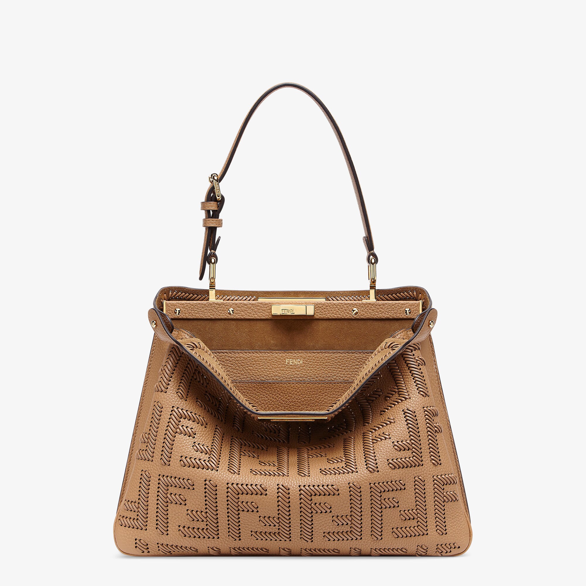 ■極美品 FENDI バッグインポケット ピーカブー レザー グリーン □極美品 FENDI バッグインポケット ピーカブー レザー グリーン